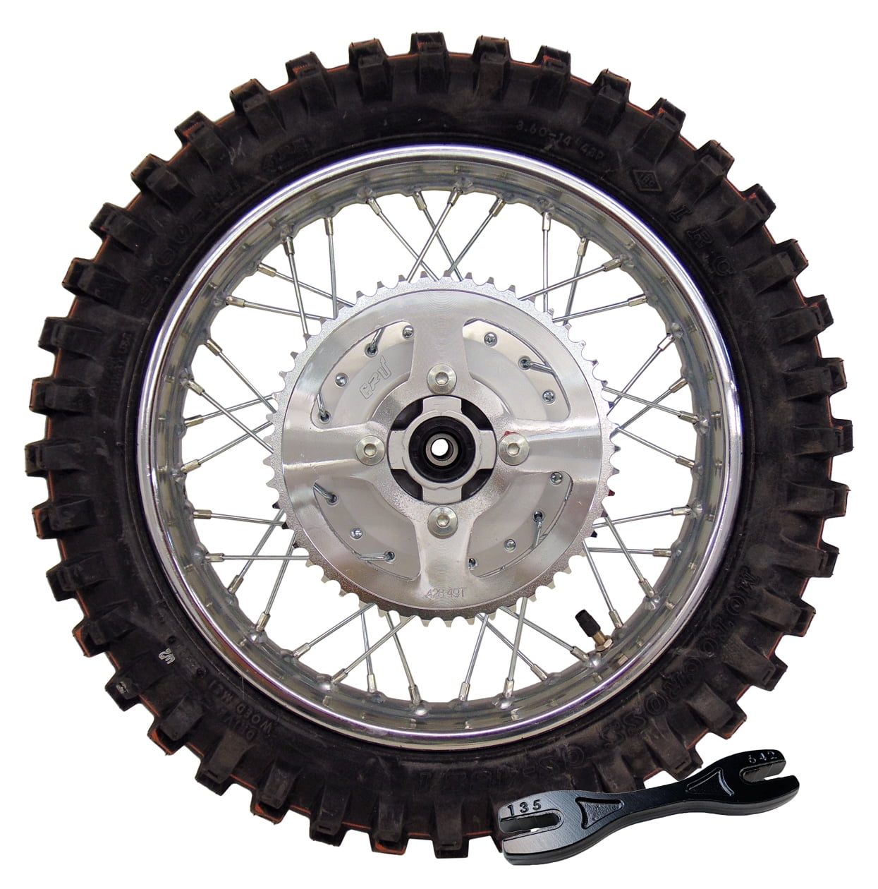 For Yamaha 02-Up TTR 125 TTR125 14 Complete Behind Rim Wheel Assembly with Tire