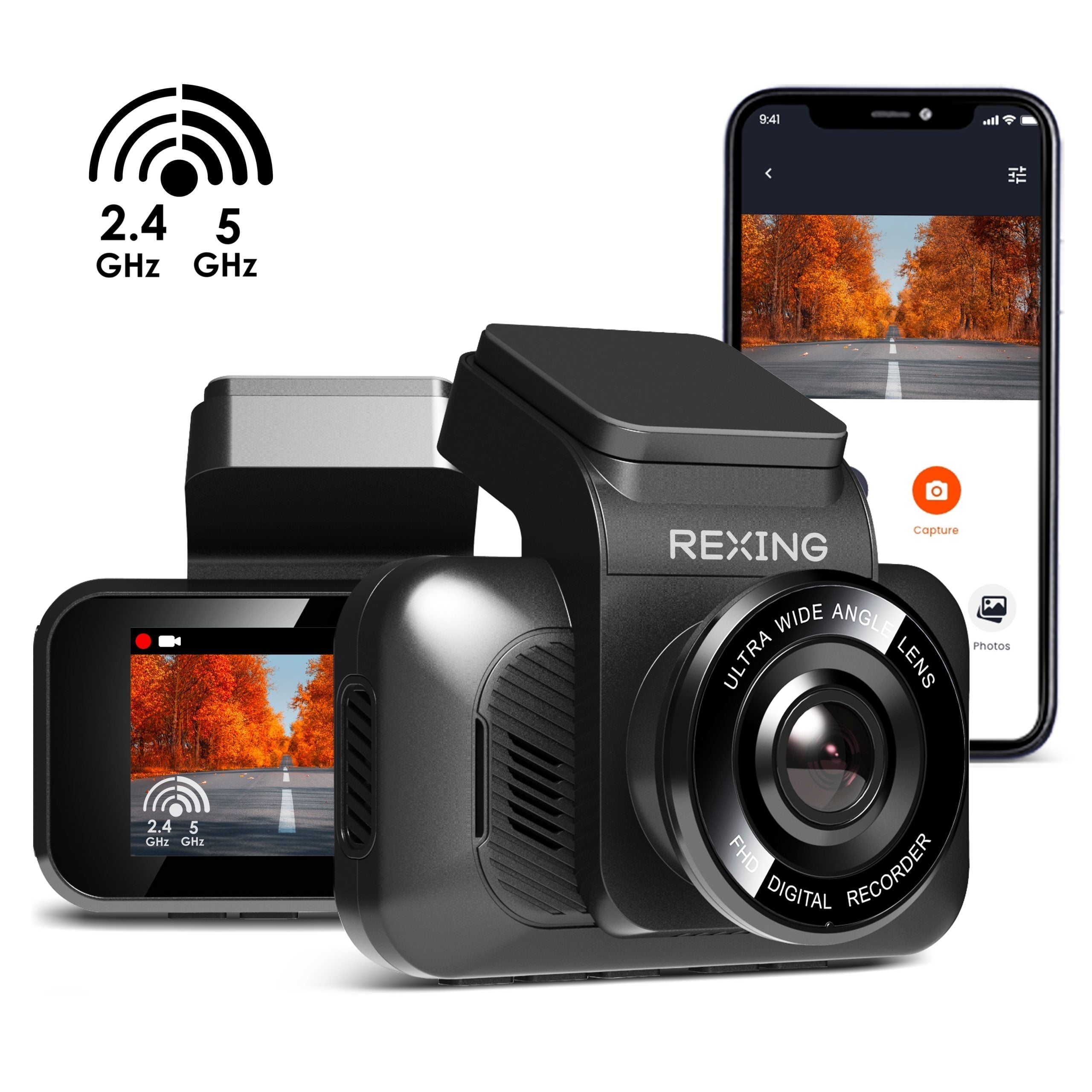Rexing V55 with 4K Modular Capabilities, 5.0 GHz Wi-Fi, and GPS Vehicle Dashboard Lens Recorder