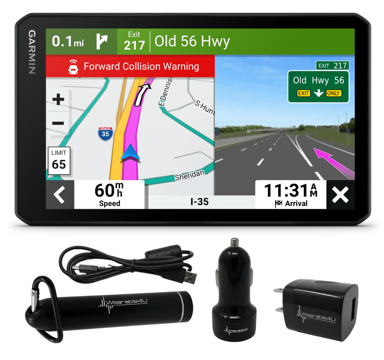 Garmin DriveCam 76 Large Easy-to-Read 7 GPS Automobile Navigator with Wearable4U Power Pack Bundle