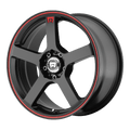 Motegi Aluminum Rim MR116 FS5 15X6.5in Matte Black Red Racing Stripe Finish, MR11656508740