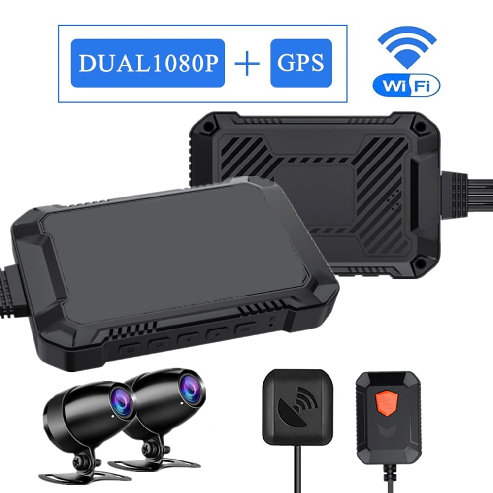GLFSIL Waterproof Motorcycle 1080P Dual Optics Front and Back Loop Recording DVR