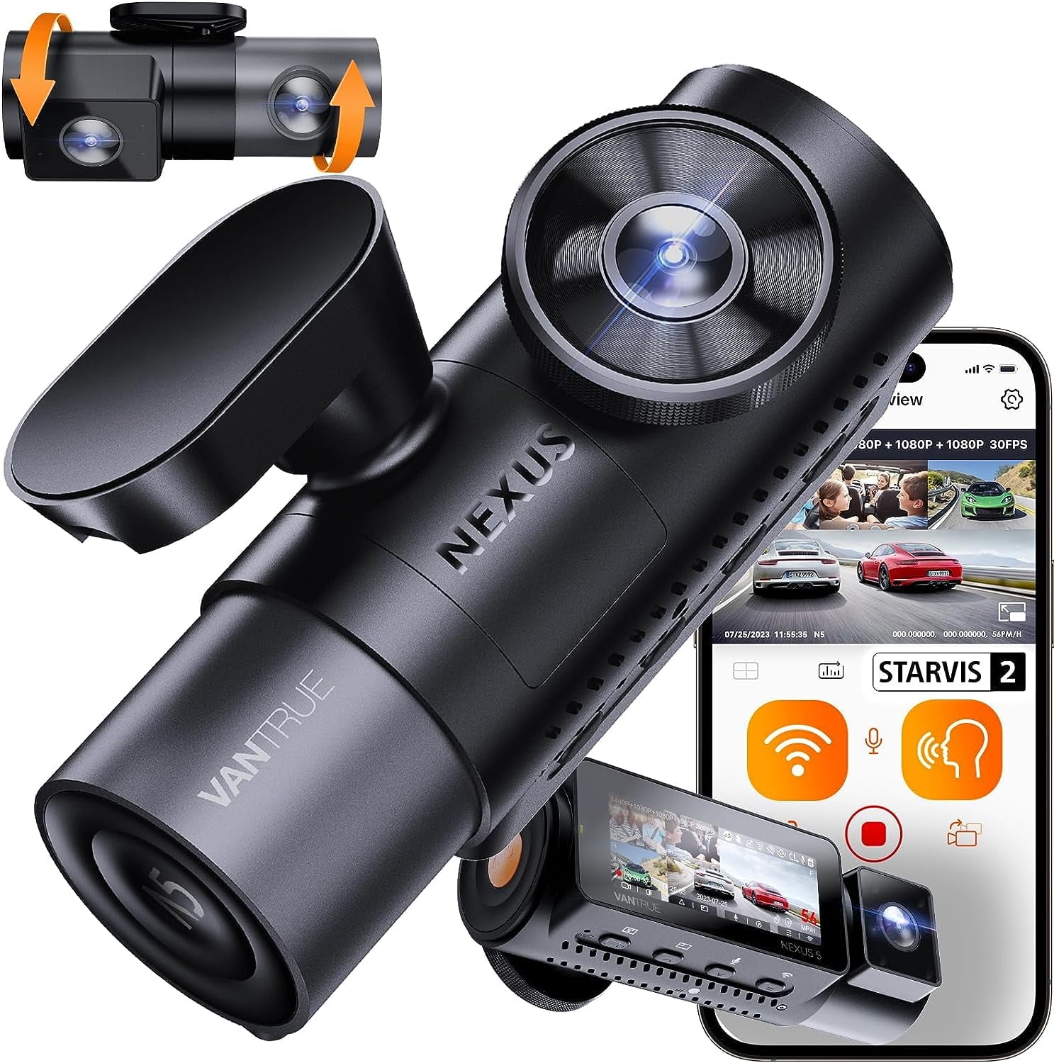 Vantrue N5 4 Channel Dashcam | GPS | WiFi | Voice Control | 512GB Support (Memory Card Not Included)