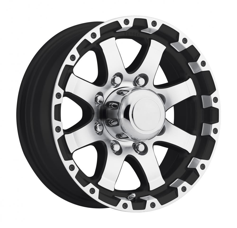 16 Sendel T08 8-Lug Boat Camper RV Trailer Wheel Black Machined (QTY 1)