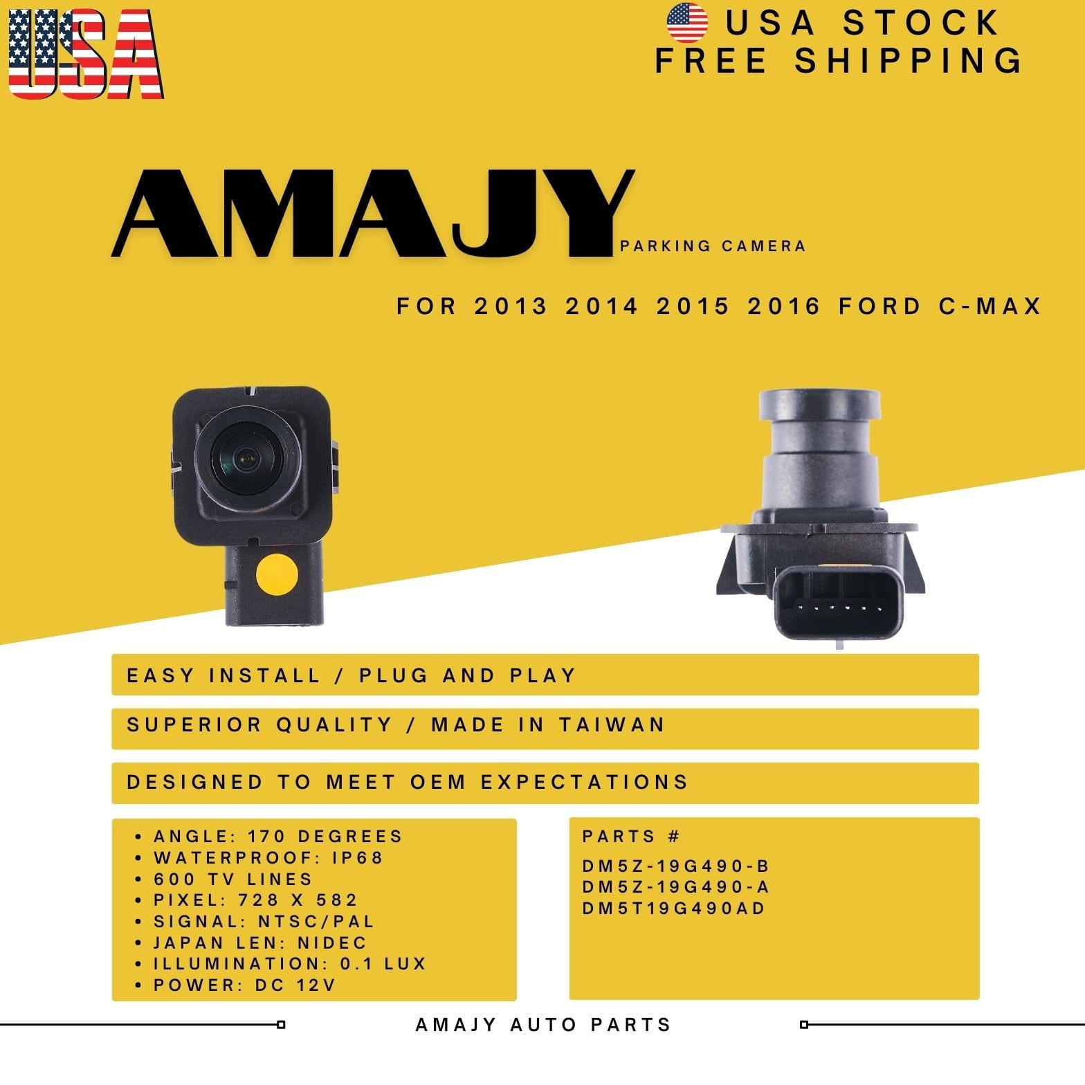 Backup Recorder Replaces for 13-16 Ford C-Max DM5Z-19G490-B DM5Z-19G490-A DM5T19G490AD