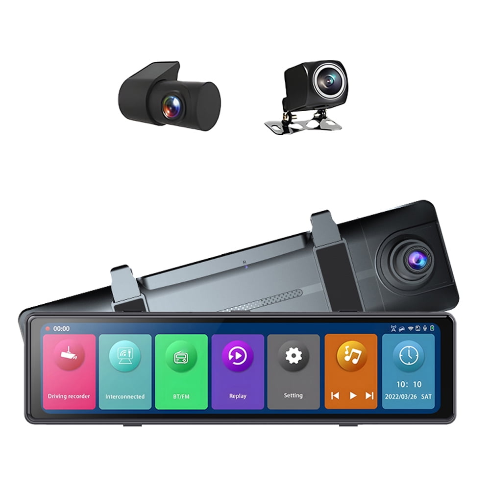 Nebublu Dashboard Camera,Cameras Screen Vehicle Clear Vehicle Rearview Video Touched 12in 2.5K Car Lens 3 Cameras Car Auto Mirror BT Automobile OWSOO Camcorder ERYUE 3 Dazzduo