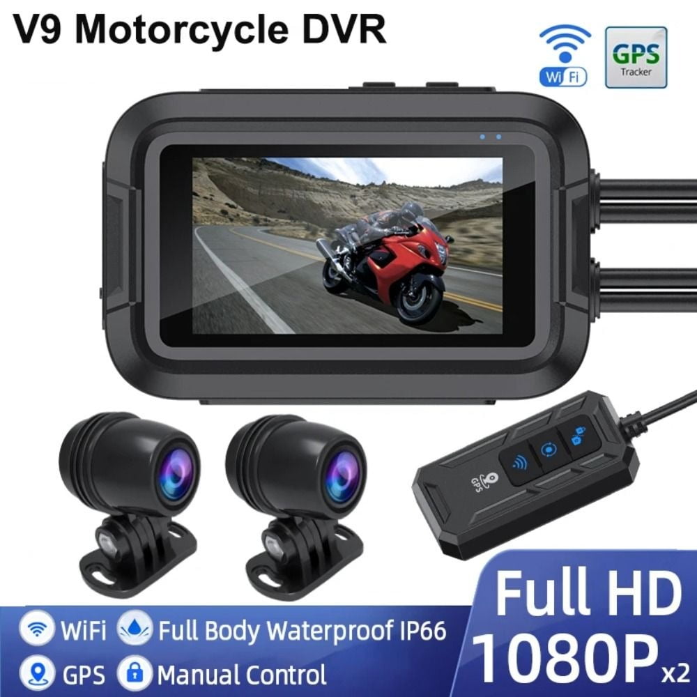 Full HD Dual 1080P 3 inch WiFi Motorcycle DVR Waterproof Recorder Support GPS