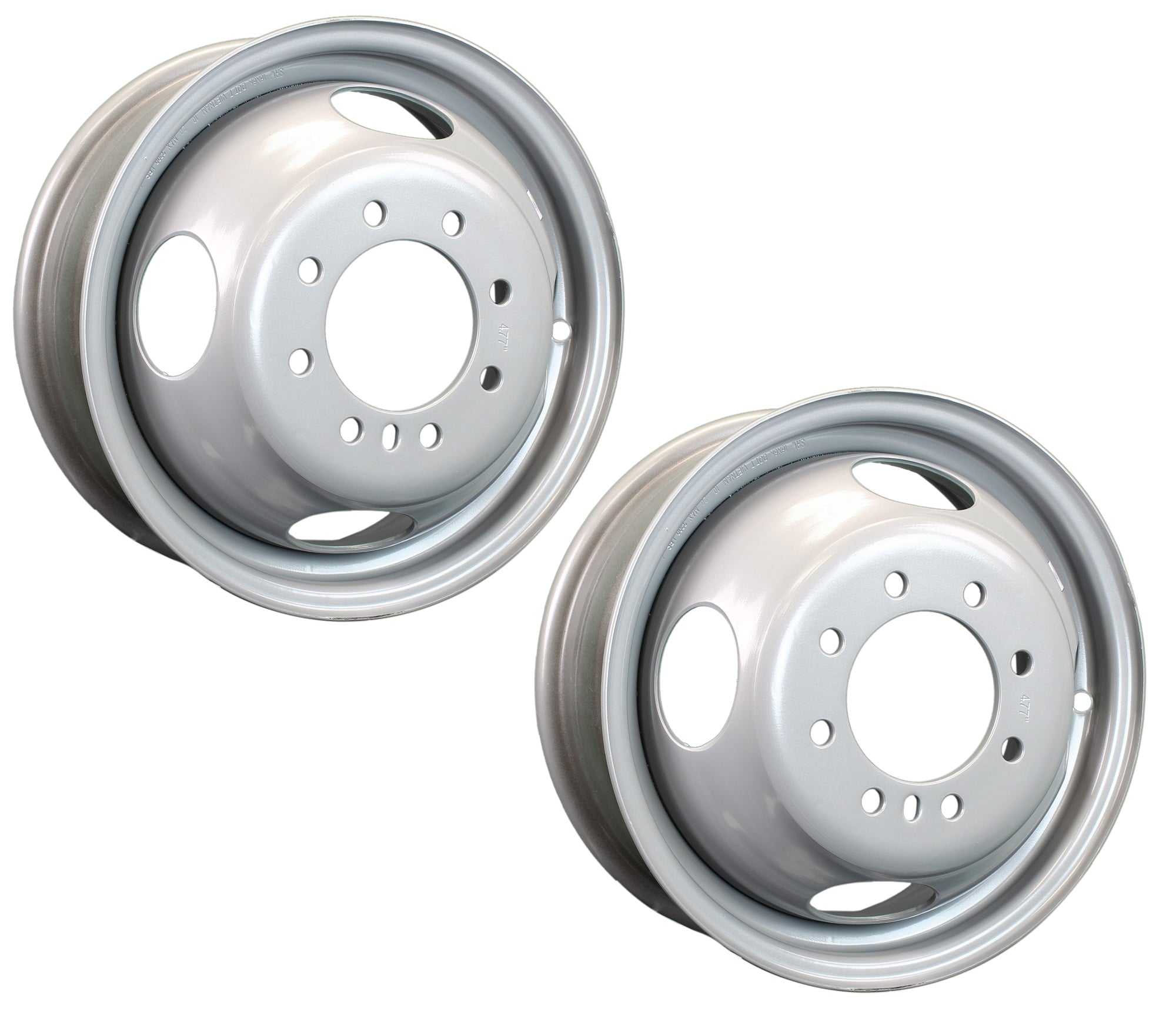 2-Pack Dually Dual Silver Grey Trailer Wheel Rim 16 Inch 16X6 8 Lug Display 6.5 Inch