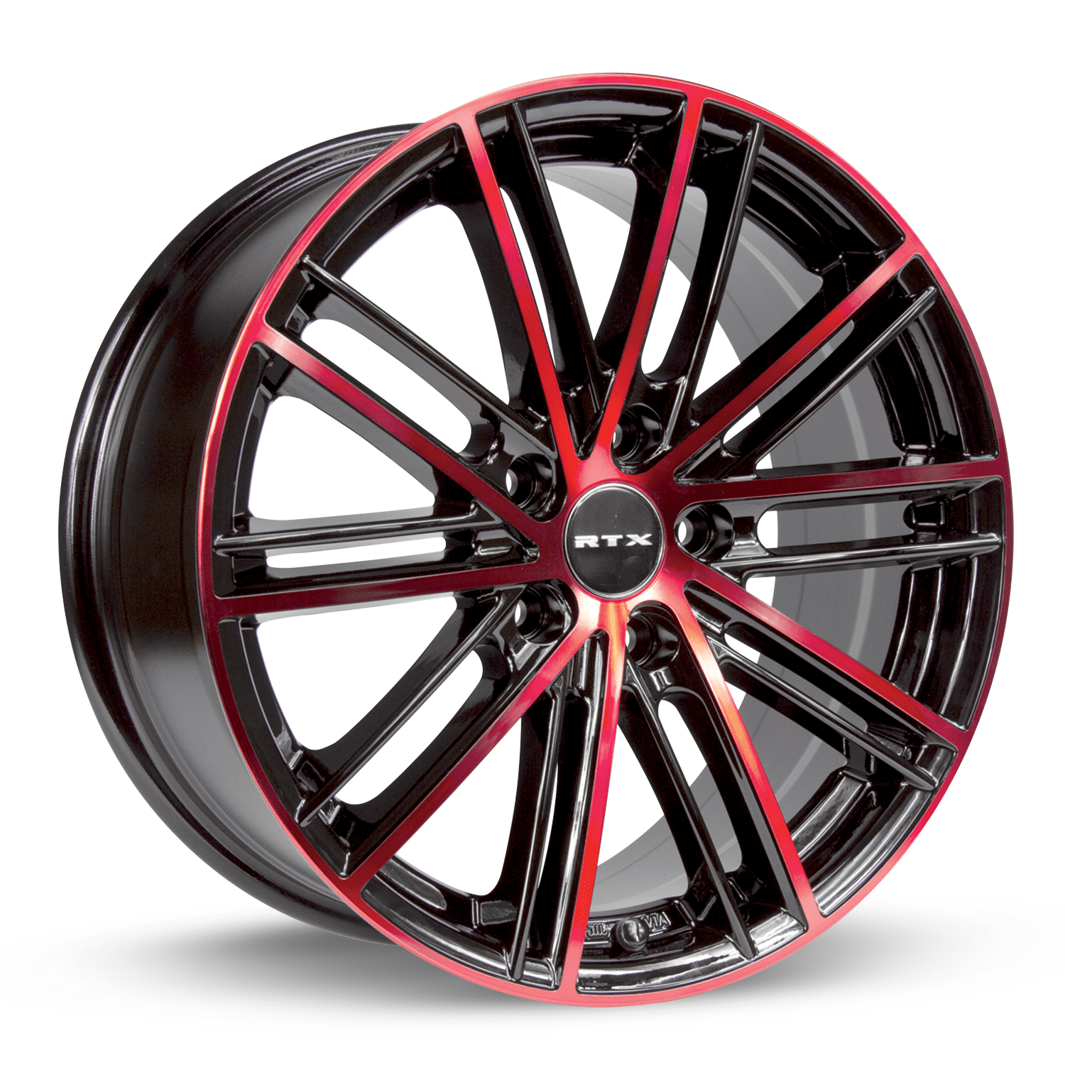 RTX Strobe 5 17x7.5 5x114.3 ET45 CB73.1 Black Machined Red Wheel