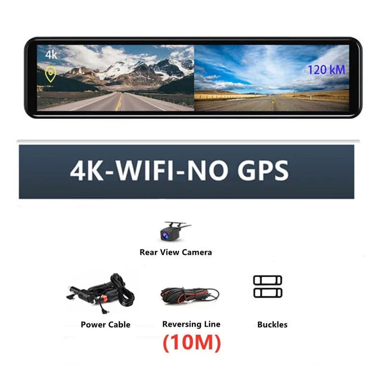 4K 3840*2160P 12 Inch Vehicle DVR WIFI GPS Sony IMX415 Back Perspective Mirror 1080P Automobile Recorder Video Recorder Park Display