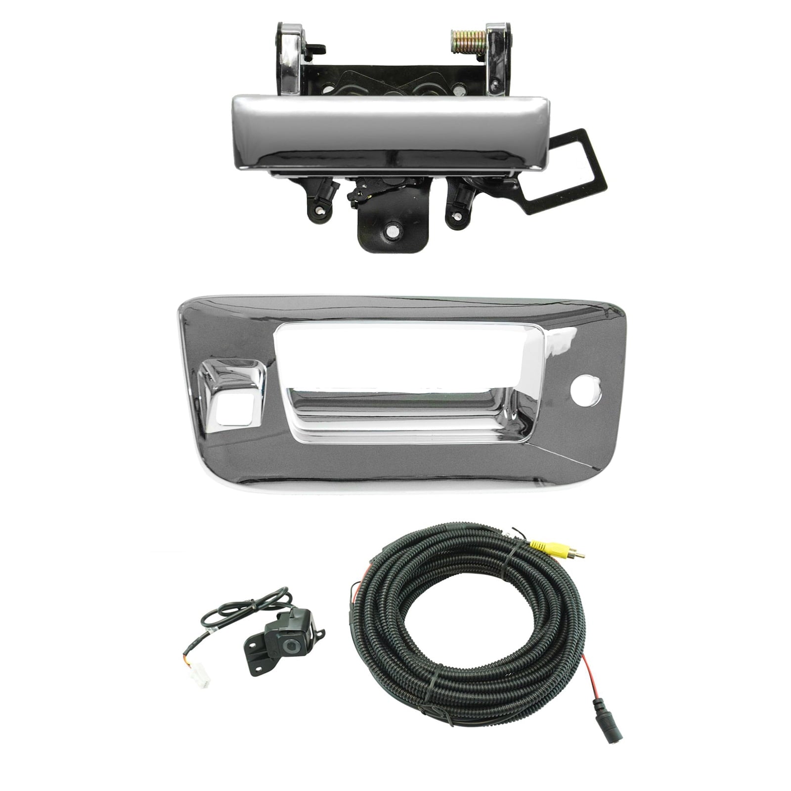 TRQ Back Perspective Camcorder Add Screen Kit w/ Wiring Harness Tailgate Handle & Bezel for GM ADA02012