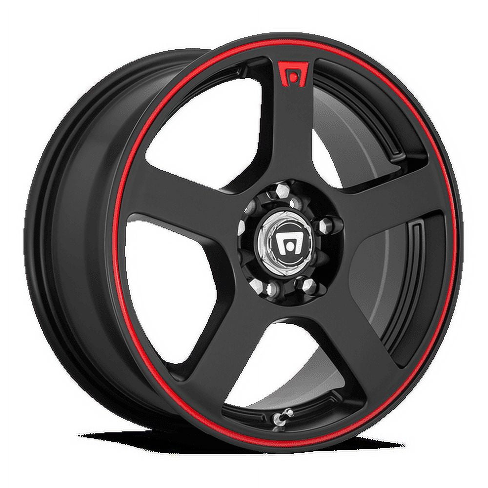 Motegi Aluminum Rim MR116 FS5 16X7in Matte Black Red Racing Stripe Finish, MR11667031740