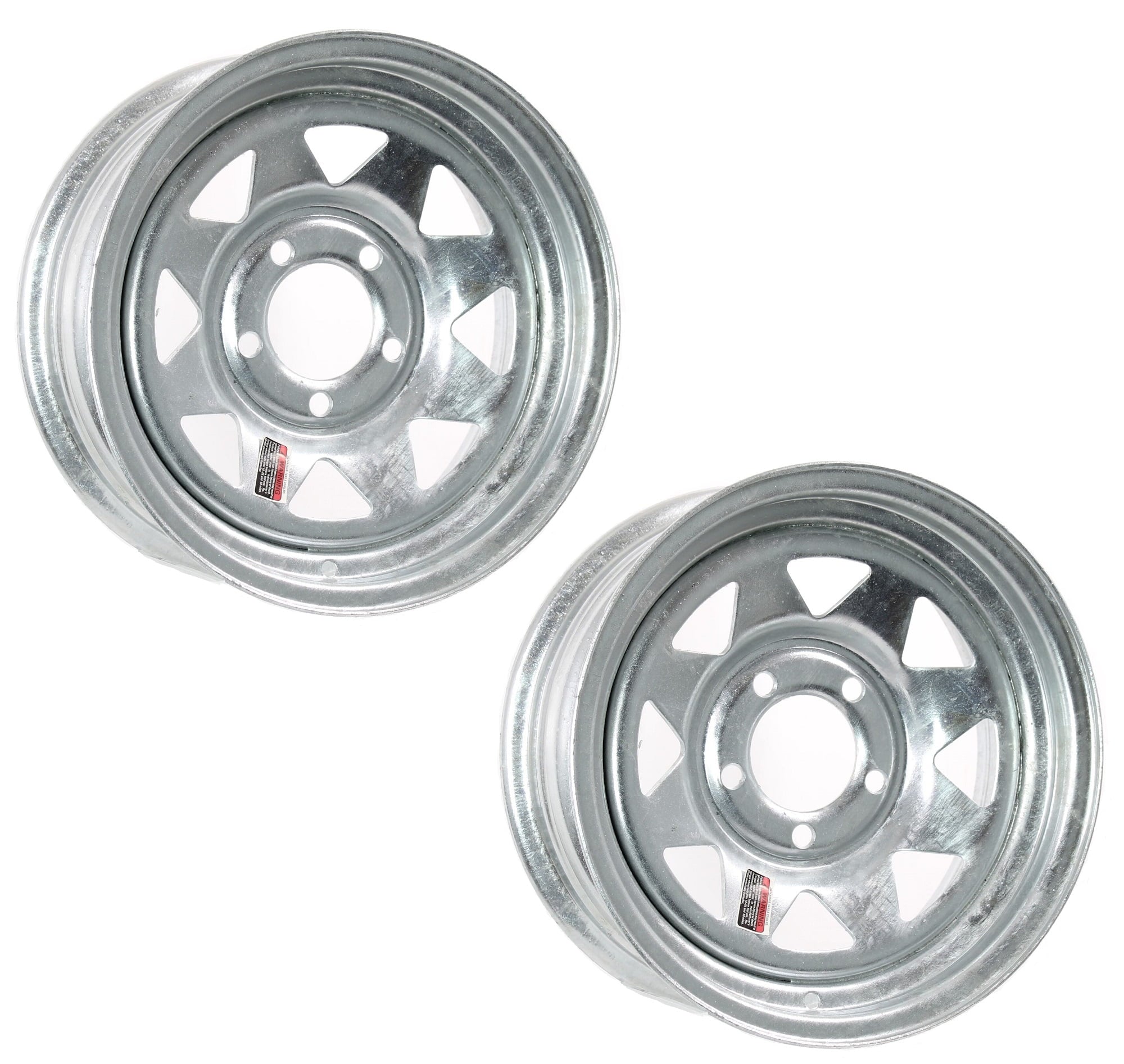 2-Pack Trailer Wheel Galvanized Rims 15 x 6 Spoke Style 5 Lug Screen 4.5 Steel