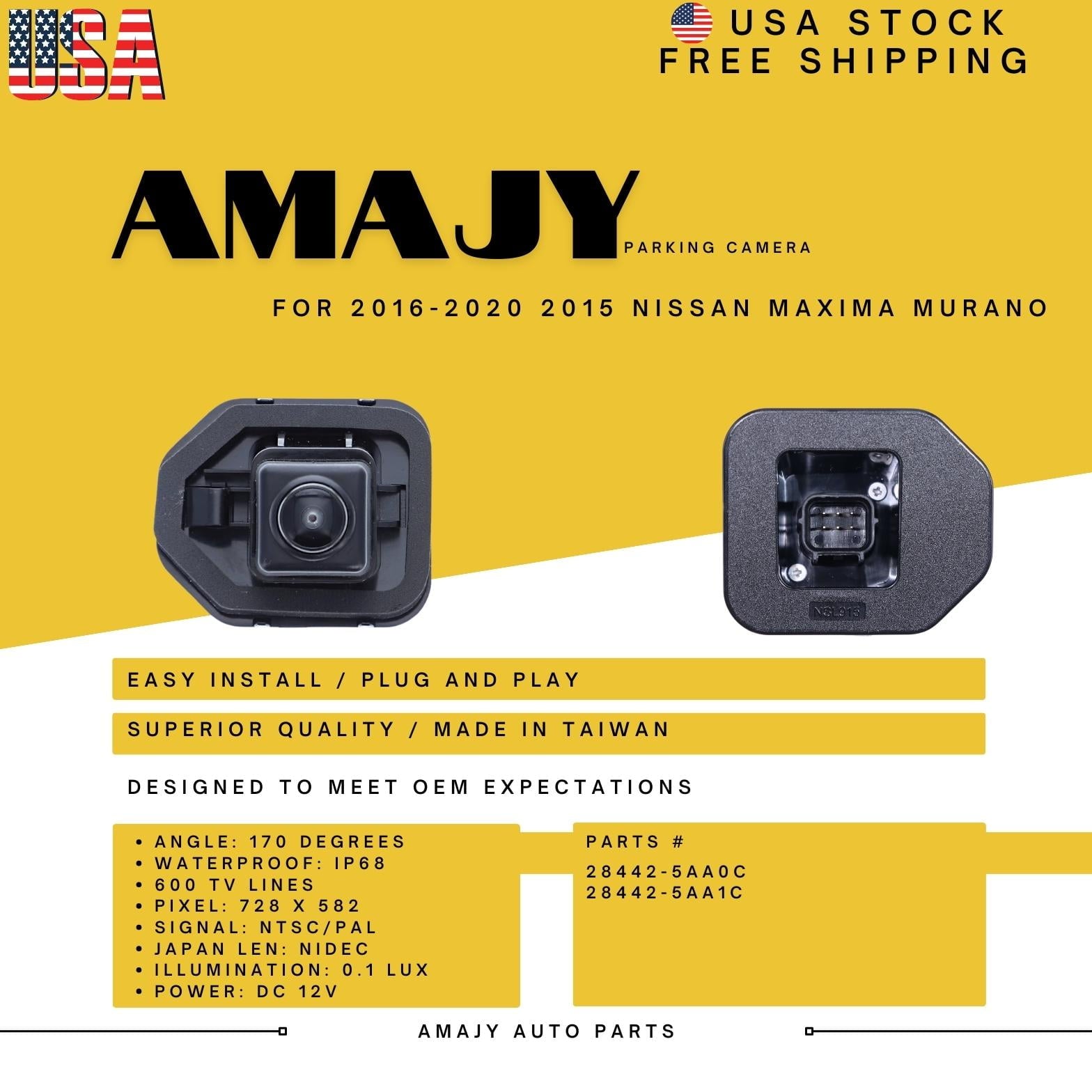 Backup Recorder Replaces for 15-20 Maxima Murano 28442-5AA0C 28442-5AA1C