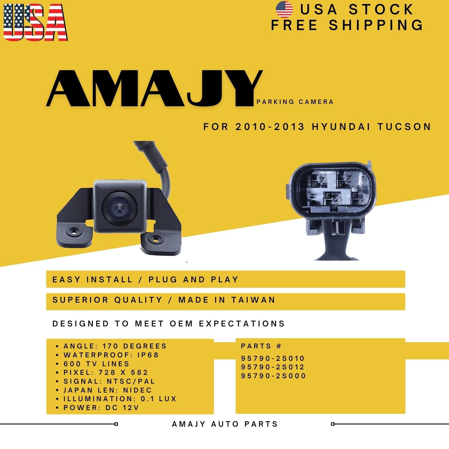 Backup Camcorder Replaces for 10-13 Hyundai Tucson 95790-2S010 95790-2S012 95790-2S000