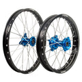 Tusk Impact Complete Front and Back Wheel 1.40 x 17/1.60 x 14 Black Rim/Silver Spoke/Blue Hub