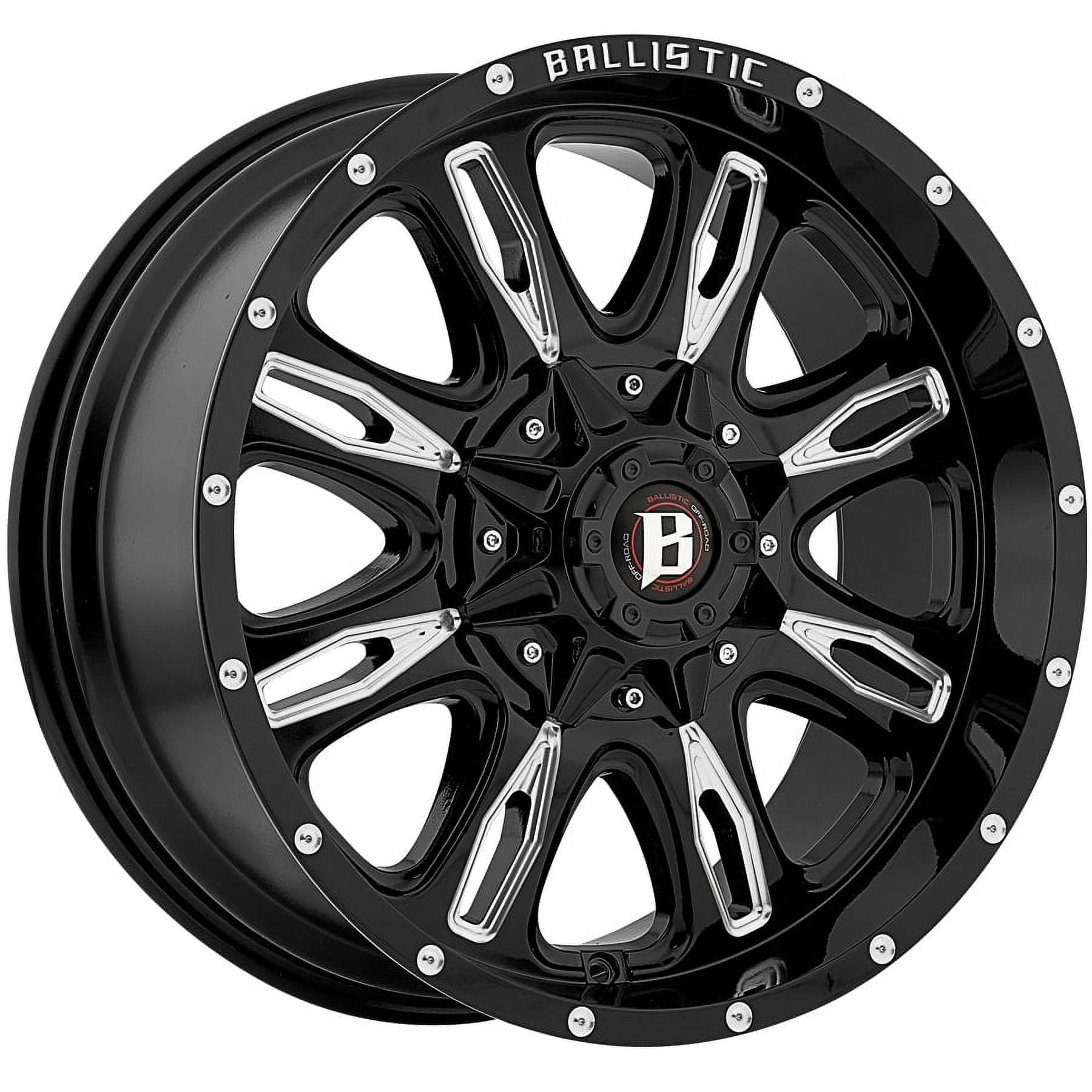 20 Gloss Black With Natural Accents 953 Scythe Wheel by Ballistic Wheels 953290267-12GBX