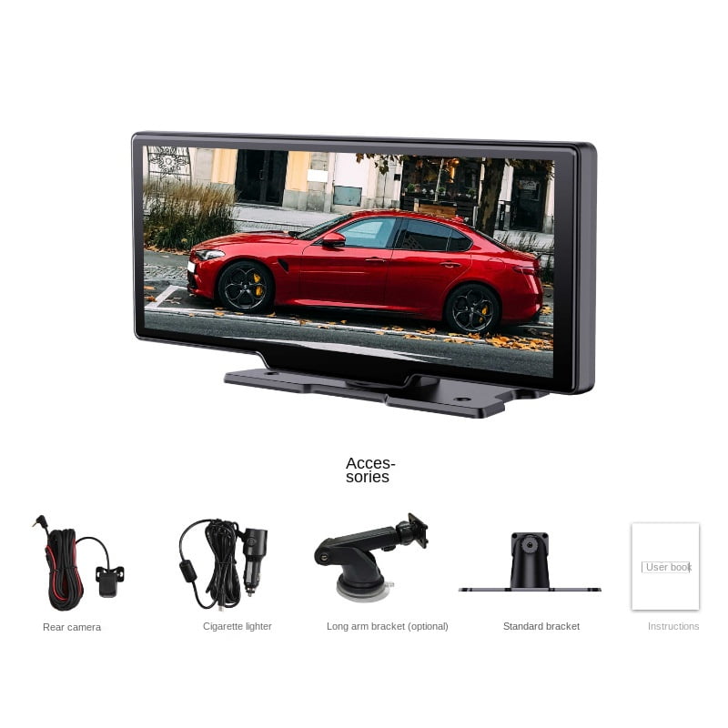 Apple Carplay Screen with 4K ,Portable Automobile Stereo Touchscreen,1080p Back Camera,Android Auto,Voice Control,GPS Navigation,Car Audio Receivers with Bluetooth,Mirror Link,AUX,FM