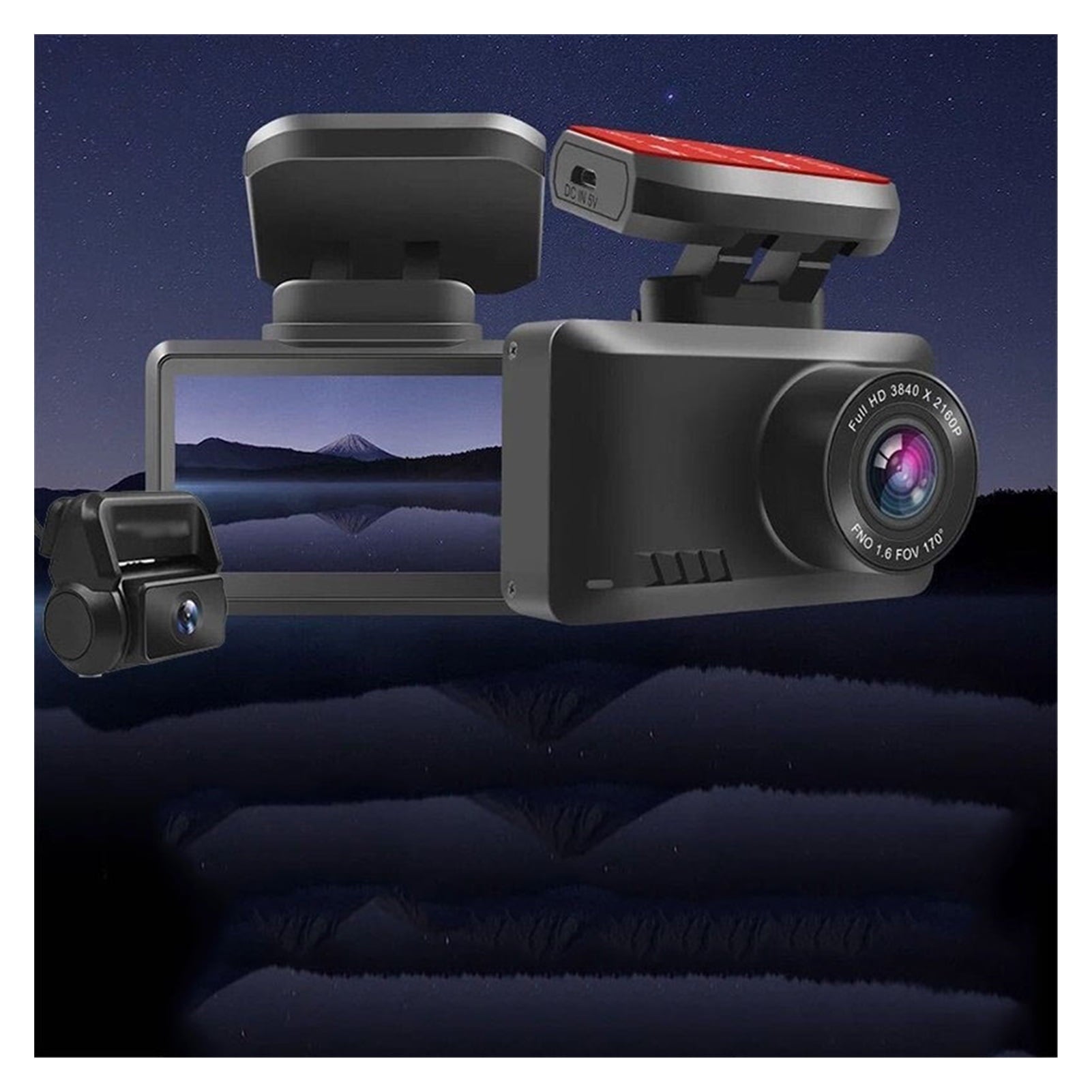 Automobile Lens Dashcam 3840*2160P 30FPS Ultra HD DVR Dual Optics Video Recorder Gesture Photo GPS Tracker Dashcam