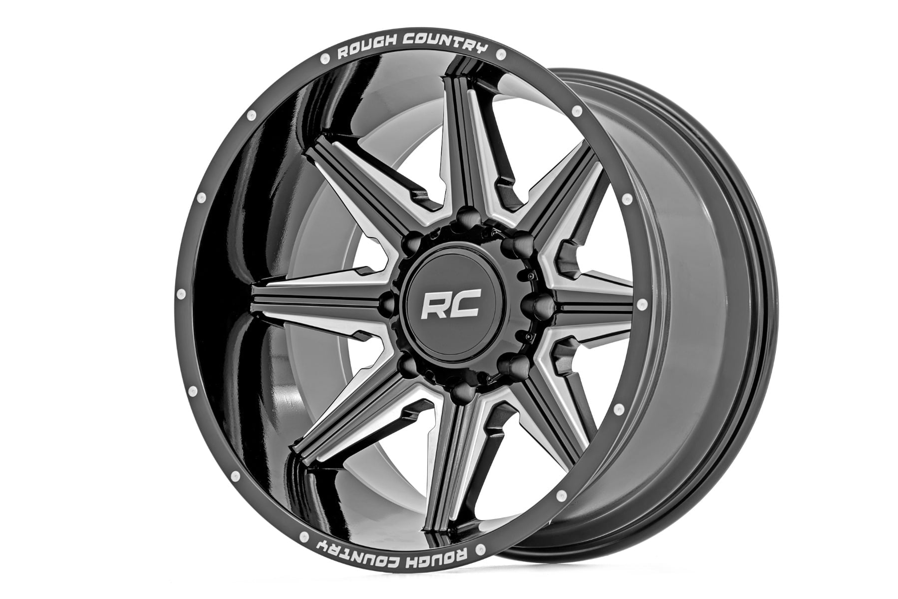 Rough Country 91 Series One-Piece 22x12 6x5.5 Gloss Black Wheel - 91221212M