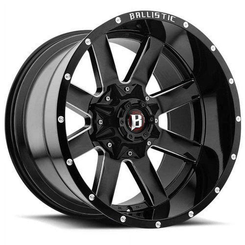 Ballistic Rage 959212880-44GBX 20x12 8x170 & 8x180 -44mm Offset Gloss Black Milled Dual Drilled Wheel