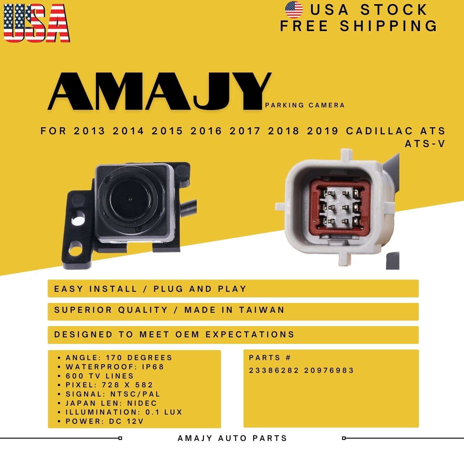 Backup Camcorder Replaces for 13-19 Cadillac ATS ATS-V 23386282 20976983