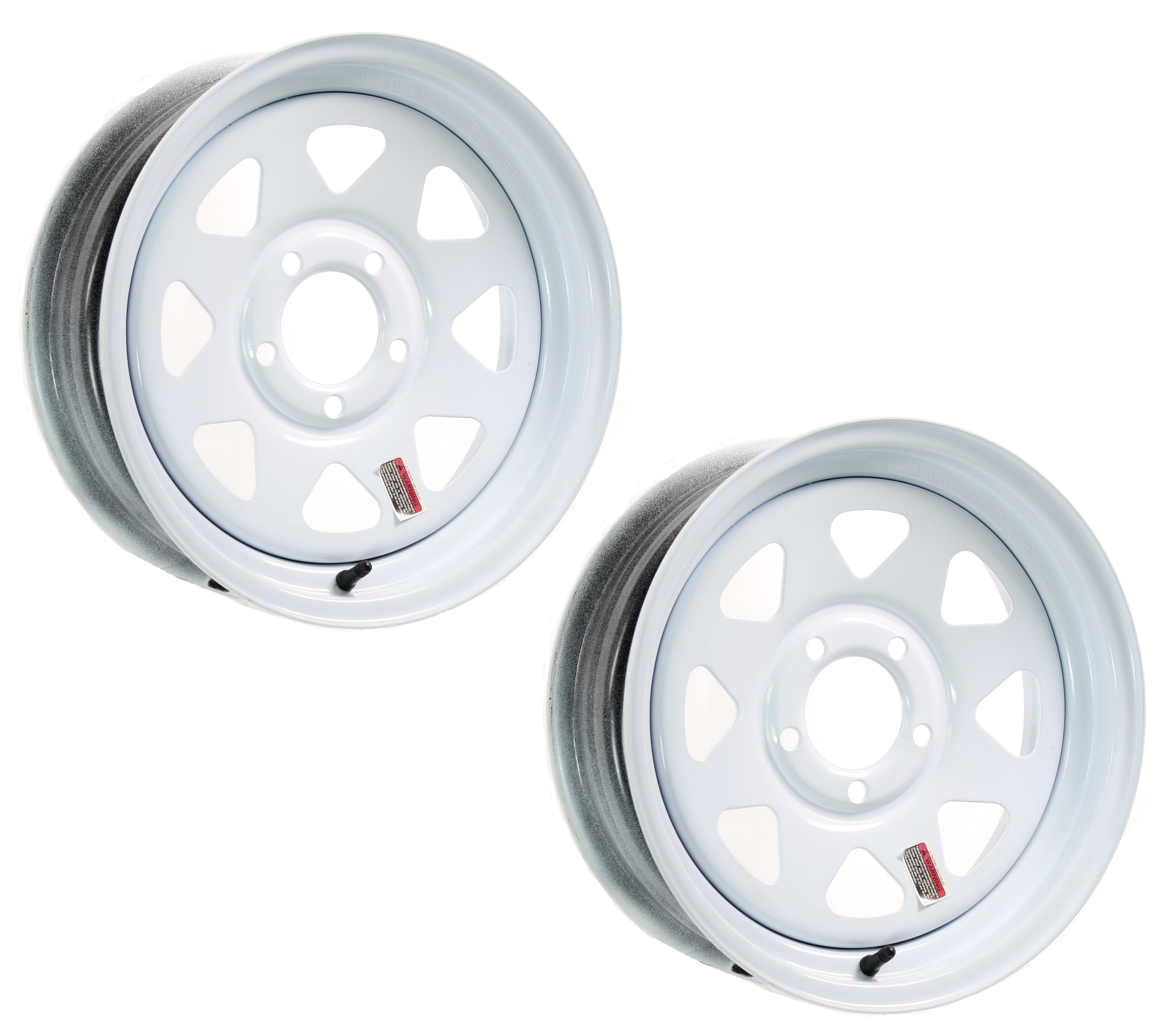 2-Pack Trailer Rim Wheel 15X5 5-4.5 White Spoke 2150 Lb. 3.19 Center Bore