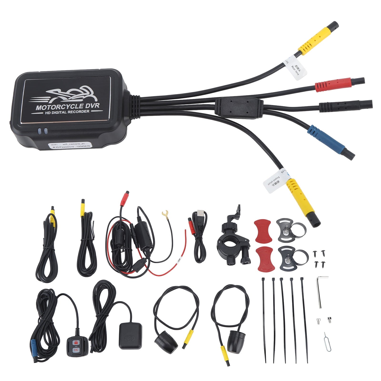 Motorcycle Driving Recorder Waterproof Dual 1080P HD Video DVR Parking Monitoring Camcorder for UTV ATV Golf Carts WiFi+GPS