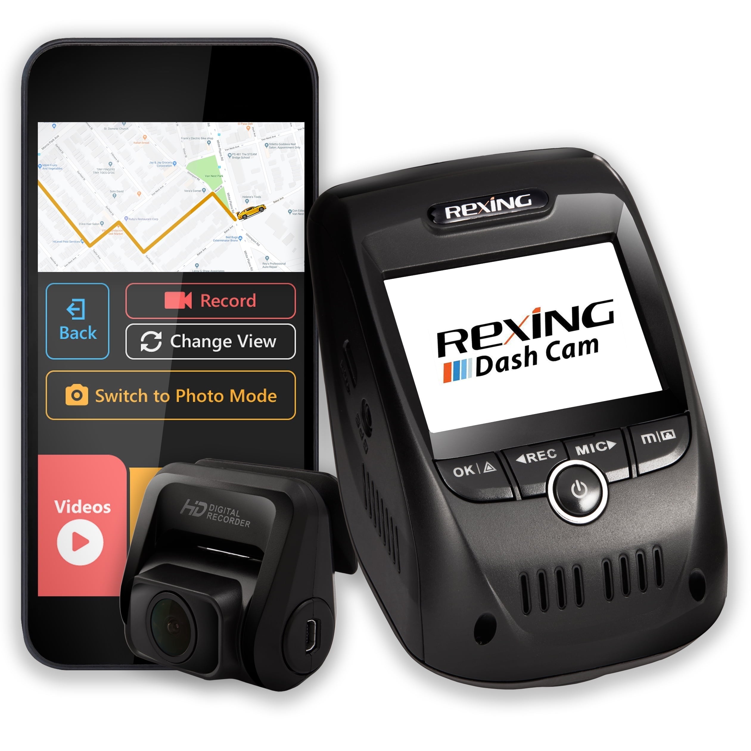 Rexing V1P Pro 1080p Full HD Front and Behind