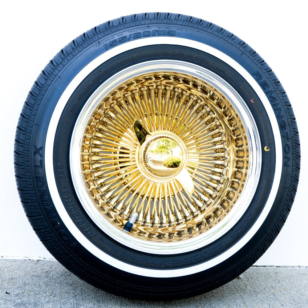 13x7 Reverse Gold Center 100 spokes with Whitewall Tires Package