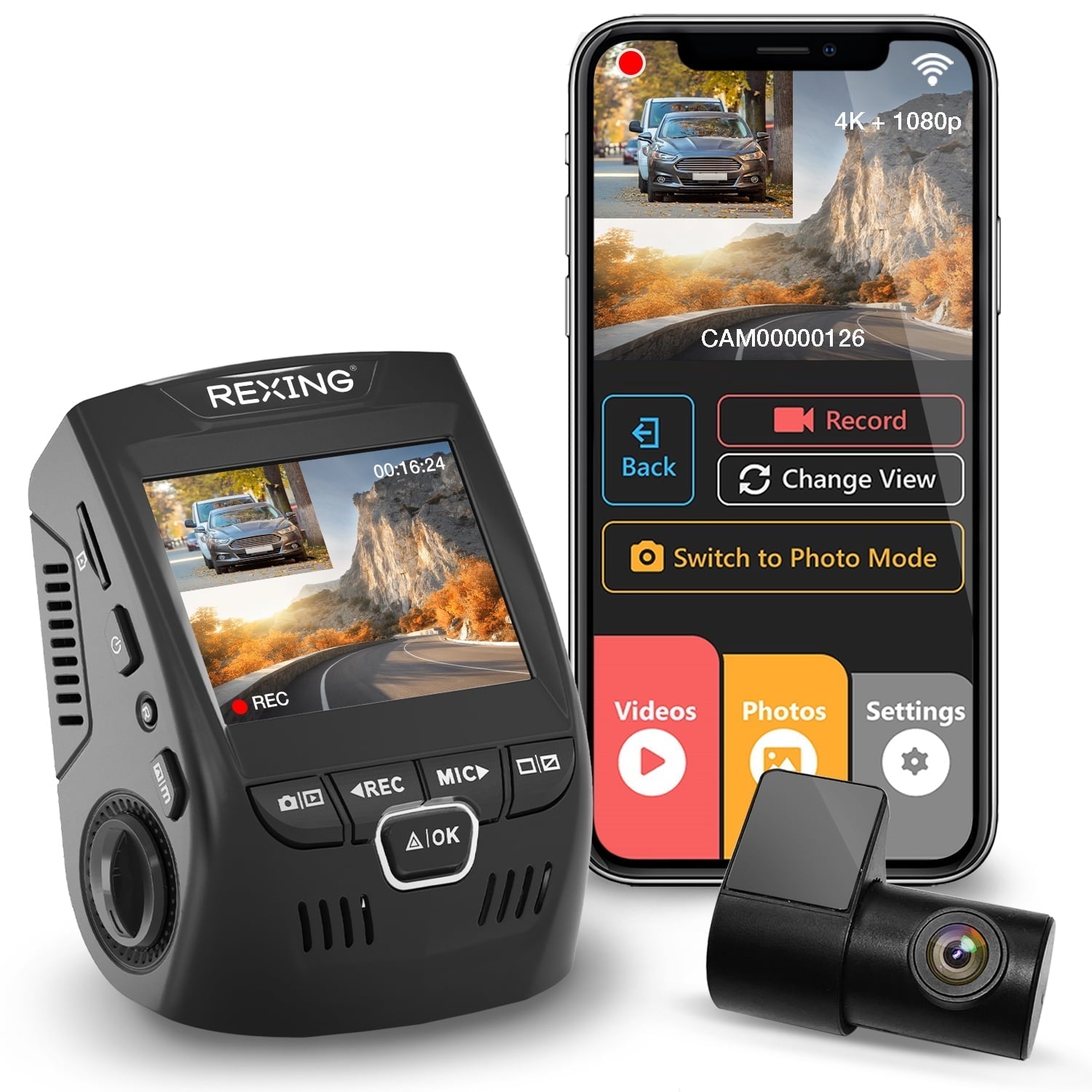 Rexing V1P 4K UHD Front and Behind with Wi-Fi