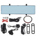Triple Mirror 12 Inch 1080P Behind Sight Mirror Video Recorder IPS Screen Voice Control Parking Assistance