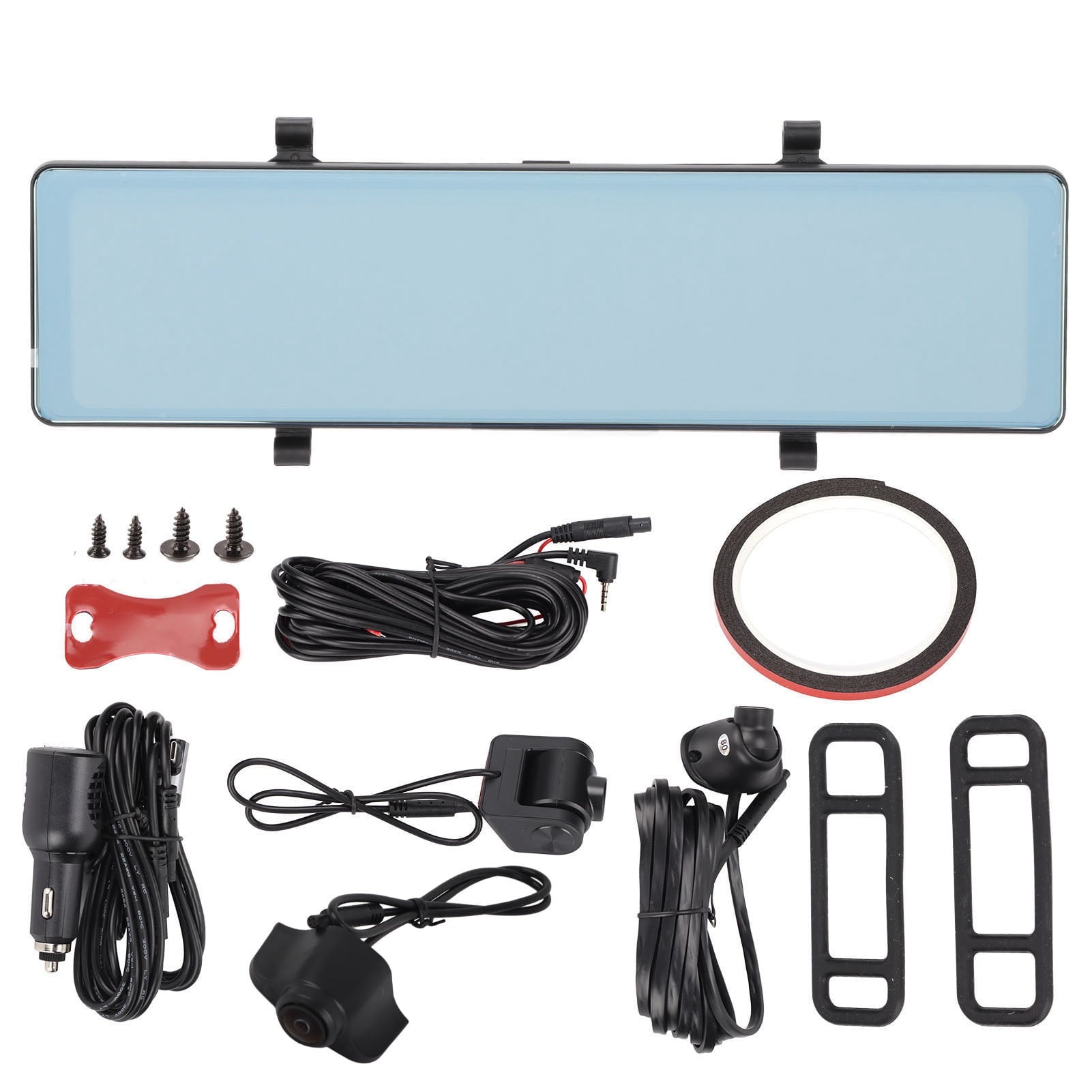 Triple Mirror 12 Inch 1080P Behind Sight Mirror Video Recorder IPS Screen Voice Control Parking Assistance